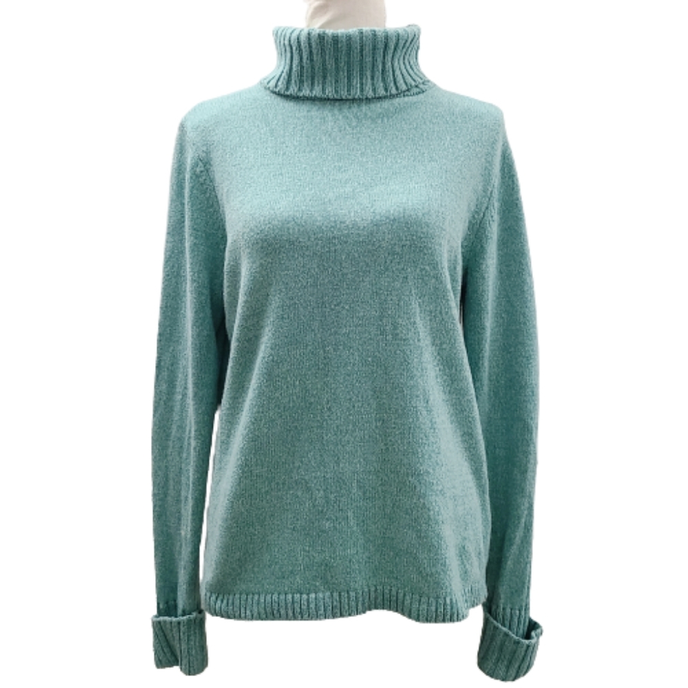 L.L. Bean Vintage Turtleneck Knit Blue Sweater